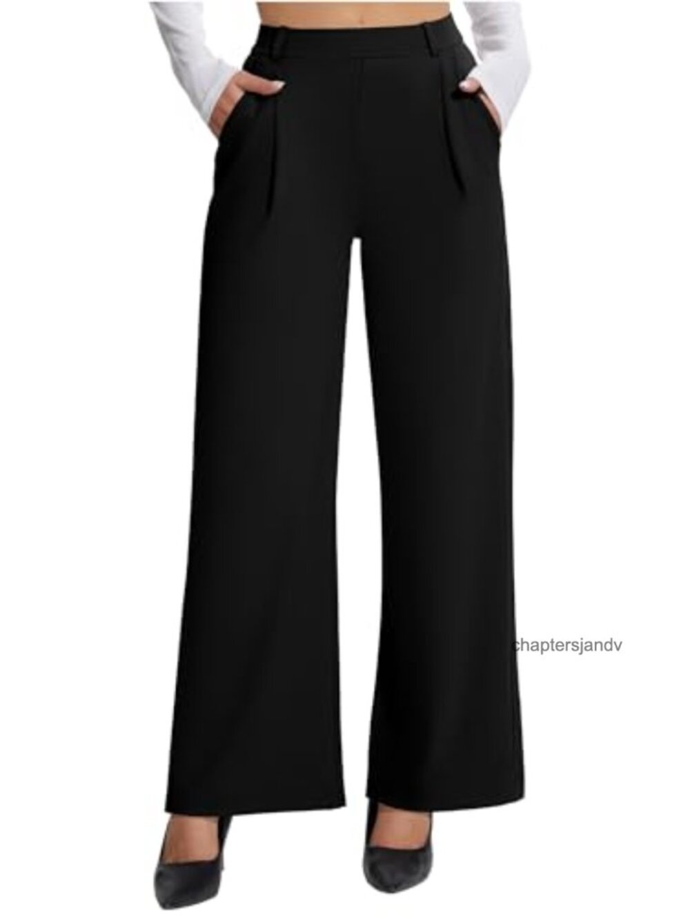 Wide Leg Dress Pants Stretchy High Waist Pull On Work Trousers